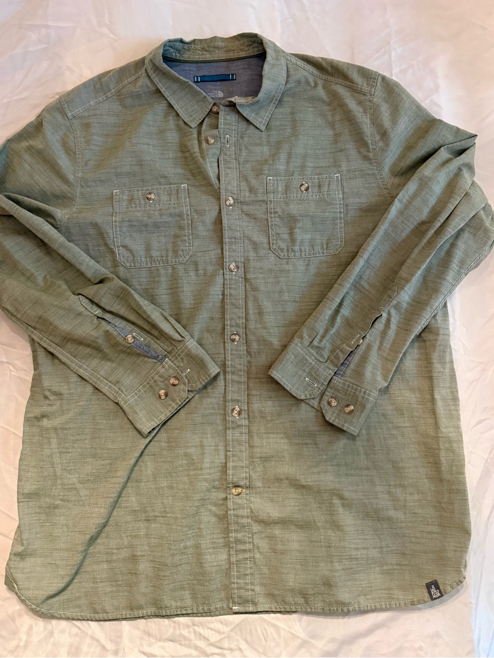 The North Face Men's Sage Green Long-Sleeve Button-Down Shirt